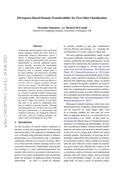Divergence-Based Domain Transferability for Zero-Shot Classification