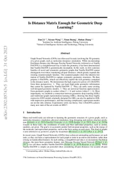 Is Distance Matrix Enough for Geometric Deep Learning?