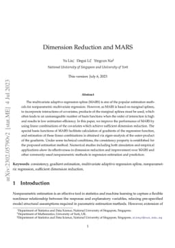 Dimension Reduction and MARS