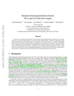 Koopman-based generalization bound: New aspect for full-rank weights