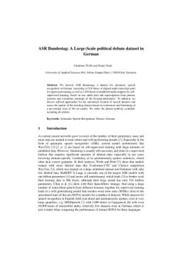ASR Bundestag: A Large-Scale political debate dataset in German