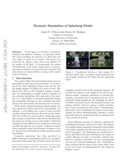 Dynamic Simulation of Splashing Fluids