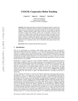 COACH: Cooperative Robot Teaching