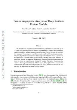 Precise Asymptotic Analysis of Deep Random Feature Models