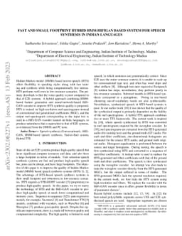 Fast and small footprint Hybrid HMM-HiFiGAN based system for speech
  synthesis in Indian languages