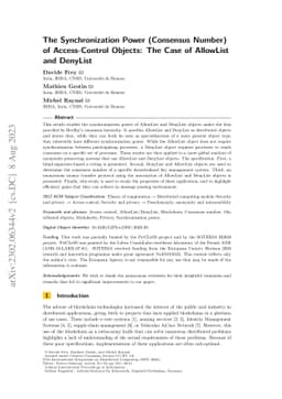 The Synchronization Power (Consensus Number) of Access-Control Objects:
  The Case of AllowList and DenyList