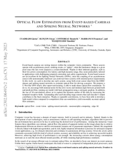 Optical flow estimation from event-based cameras and spiking neural
  networks