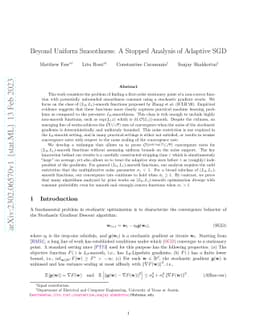 Beyond Uniform Smoothness: A Stopped Analysis of Adaptive SGD