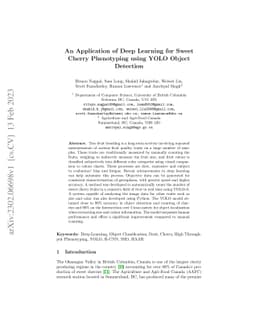 An Application of Deep Learning for Sweet Cherry Phenotyping using YOLO
  Object Detection