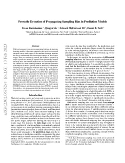 Provable Detection of Propagating Sampling Bias in Prediction Models