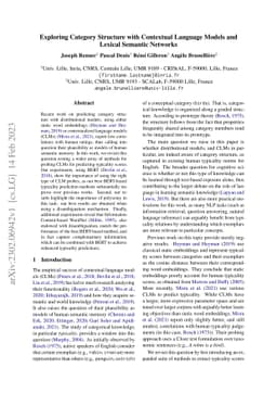 Exploring Category Structure with Contextual Language Models and Lexical
  Semantic Networks