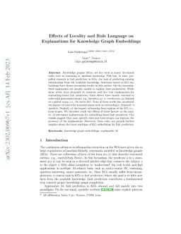 Effects of Locality and Rule Language on Explanations for Knowledge
  Graph Embeddings