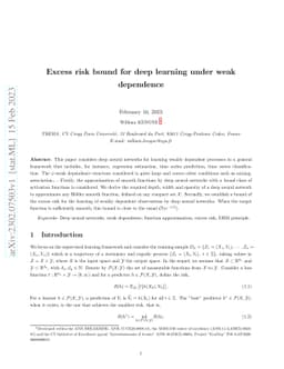 Excess risk bound for deep learning under weak dependence