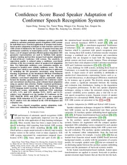 Confidence Score Based Speaker Adaptation of Conformer Speech
  Recognition Systems