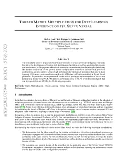 Toward matrix multiplication for deep learning inference on the Xilinx
  Versal