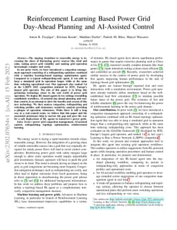 Reinforcement Learning Based Power Grid Day-Ahead Planning and
  AI-Assisted Control