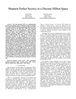 Shannon Perfect Secrecy in a Discrete Hilbert Space