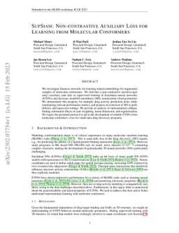 SupSiam: Non-contrastive Auxiliary Loss for Learning from Molecular
  Conformers