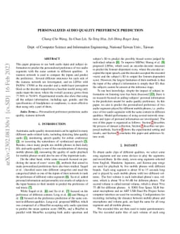 Personalized Audio Quality Preference Prediction