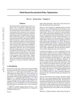 Model-Based Decentralized Policy Optimization