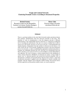 Tragic and Comical Networks. Clustering Dramatic Genres According to
  Structural Properties