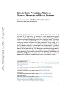 Introduction to Presentation Attacks in Signature Biometrics and Recent
  Advances