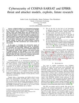 Cybersecurity of COSPAS-SARSAT and EPIRB: threat and attacker models,
  exploits, future research