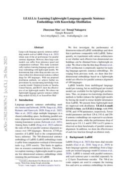 LEALLA: Learning Lightweight Language-agnostic Sentence Embeddings with
  Knowledge Distillation