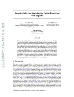 Adaptive Selective Sampling for Online Prediction with Experts