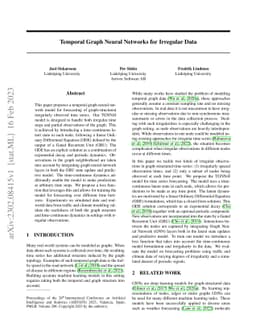 Temporal Graph Neural Networks for Irregular Data