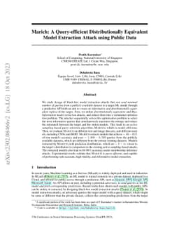 Marich: A Query-efficient Distributionally Equivalent Model Extraction
  Attack using Public Data