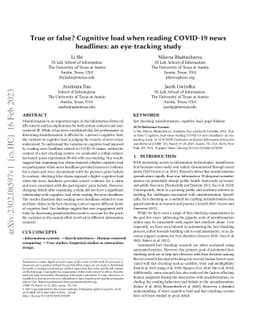 True or false? Cognitive load when reading COVID-19 news headlines: an
  eye-tracking study