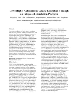 Drive Right: Promoting Autonomous Vehicle Education Through an
  Integrated Simulation Platform