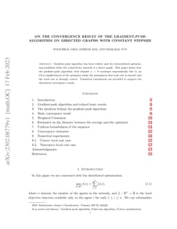 On the convergence result of the gradient-push algorithm on directed
  graphs with constant stepsize