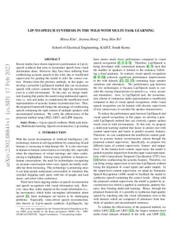 Lip-to-Speech Synthesis in the Wild with Multi-task Learning