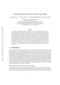 On (assessing) the fairness of risk score models