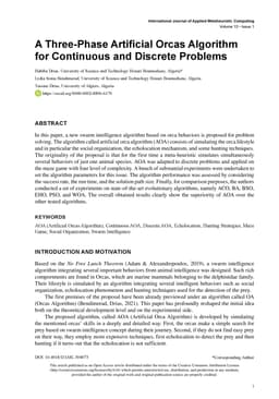 A Three-Phase Artificial Orcas Algorithm for Continuous and Discrete
  Problems