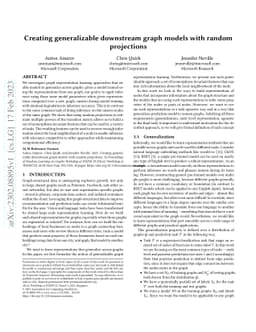 Creating generalizable downstream graph models with random projections