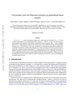 Universality laws for Gaussian mixtures in generalized linear models