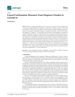 Causal Confirmation Measures: From Simpson's Paradox to COVID-19