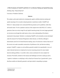 A Pilot Evaluation of ChatGPT and DALL-E 2 on Decision Making and
  Spatial Reasoning