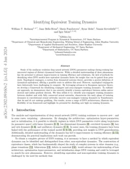 Identifying Equivalent Training Dynamics