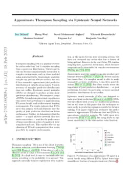 Approximate Thompson Sampling via Epistemic Neural Networks