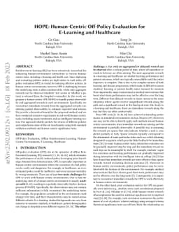 HOPE: Human-Centric Off-Policy Evaluation for E-Learning and Healthcare