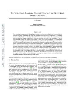 Reproducing Random Forest Efficacy in Detecting Port Scanning
