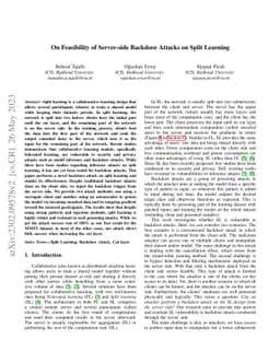 On Feasibility of Server-side Backdoor Attacks on Split Learning