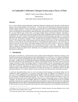 An Explainable Collaborative Dialogue System using a Theory of Mind