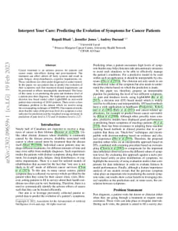 Interpret Your Care: Predicting the Evolution of Symptoms for Cancer
  Patients