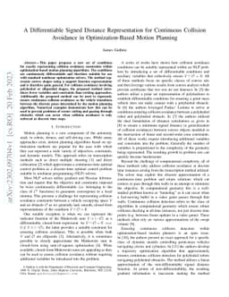 A Differentiable Signed Distance Representation for Continuous Collision
  Avoidance in Optimization-Based Motion Planning