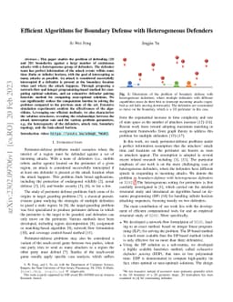 Efficient Algorithms for Boundary Defense with Heterogeneous Defenders